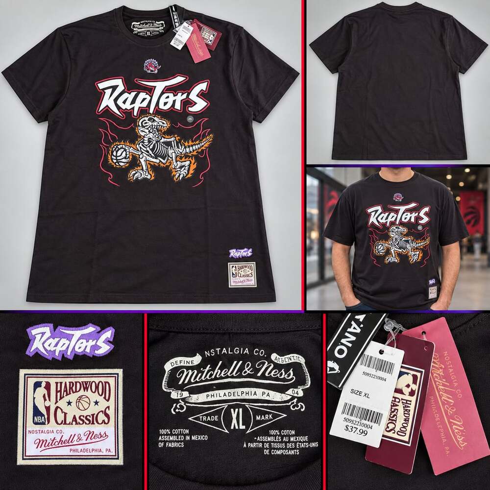 Mitchell & Ness Toronto Raptors Hardwood Classics Skeleton Dunk Black T-Shirt